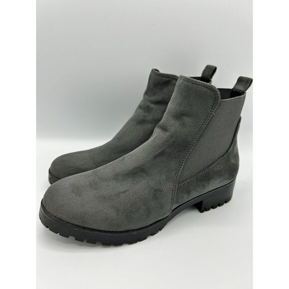 Nine West Womens Grey Faux Suede Chelsea Ankle Boots Lug Soles Size 6M - Picture 2 of 11